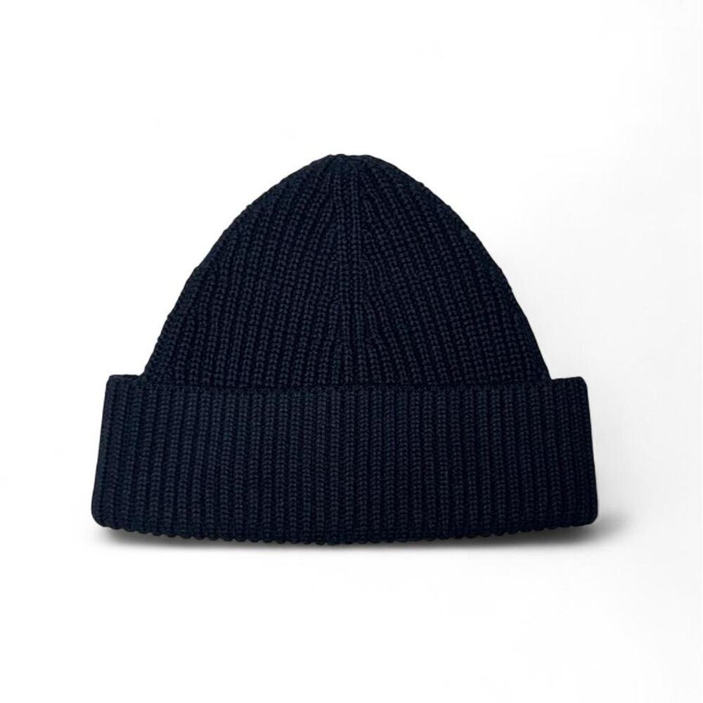 Maison Margiela 4-Stitch Ribbed Beanie Hat Navy Black FW21 S50TC0051 Size M